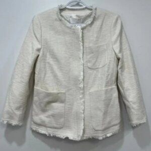 Hugo Boss Womens Jacket 4 NWT $545 White Open Front Fringe Designer Coat